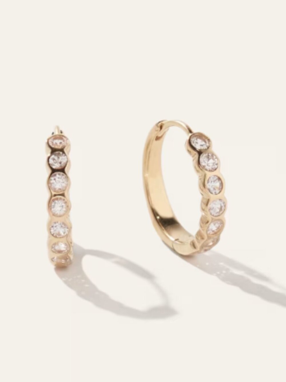 White Sapphire Bezel Hoops - Quince
